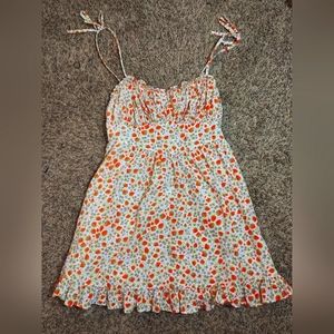 Aerie strawberry dress. 100% cotton. Medium size. Fits a large. Tie straps.